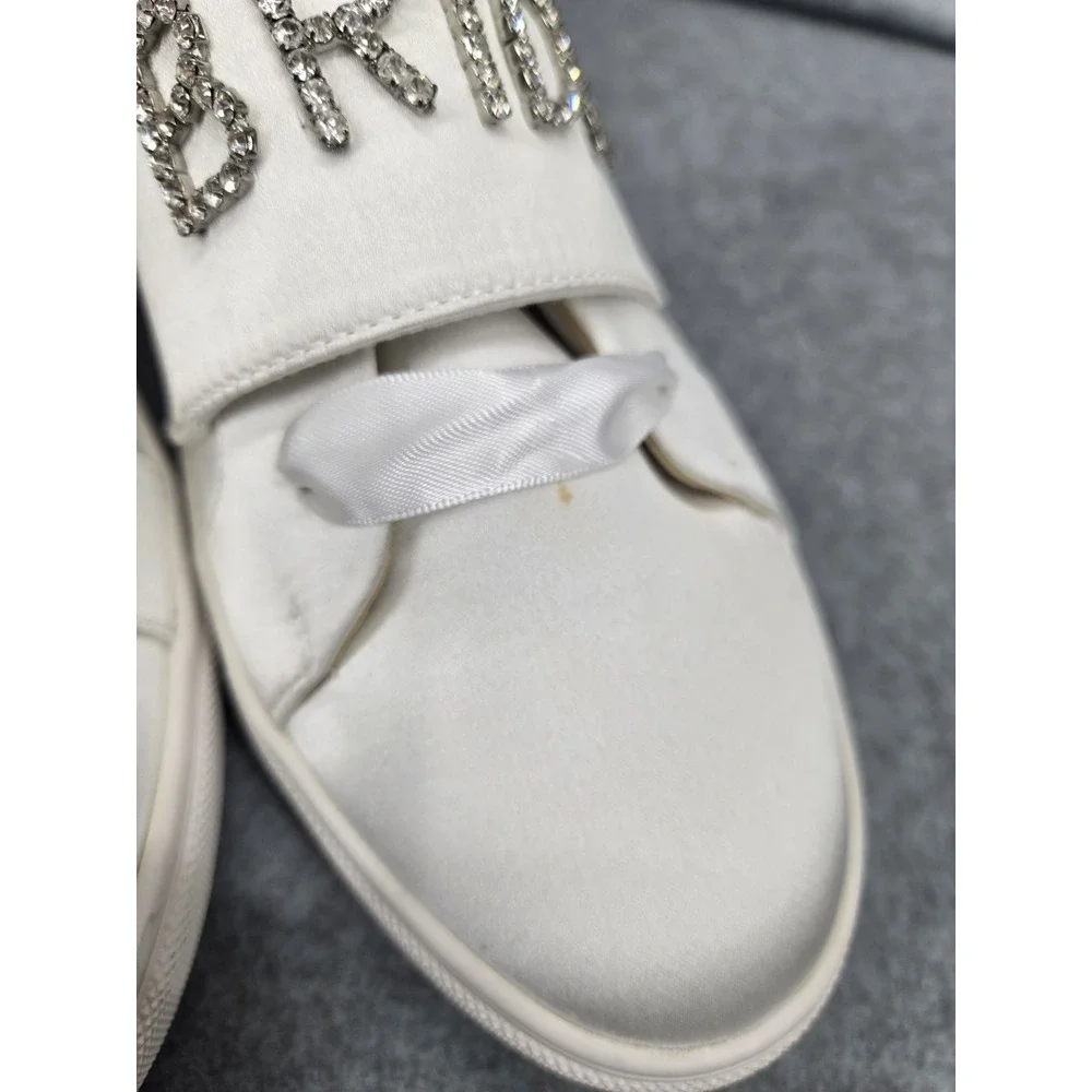 Betsey Johnson Sneaker Shoes Womens Size 9.5 Ivory Liana Satin‎ Jeweled Bridal